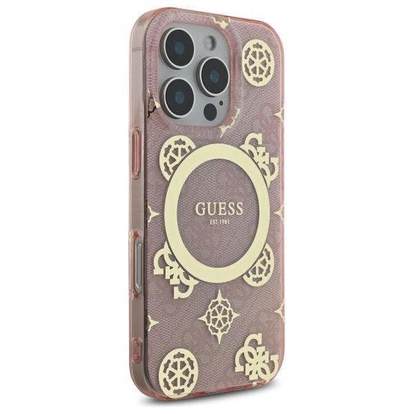 Guess IML Peony On 4G Background Case with MagSafe for iPhone 16 Pro 6.3" Pink - GUHMP16LH4PYEEP