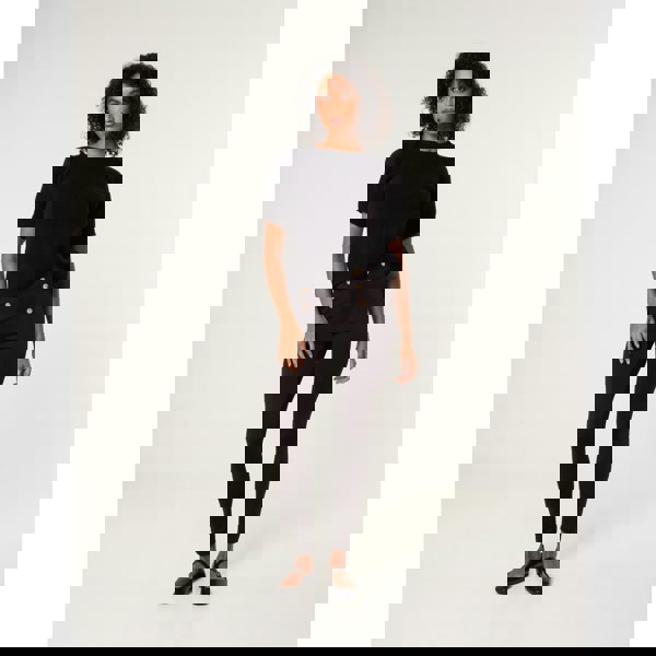 Blue Vanilla Button Detail Shaping Pants