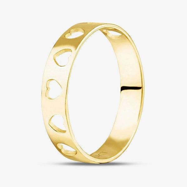 T. H. Baker 9ct Yellow Gold Cut Out Hearts Band Ring S1791Y