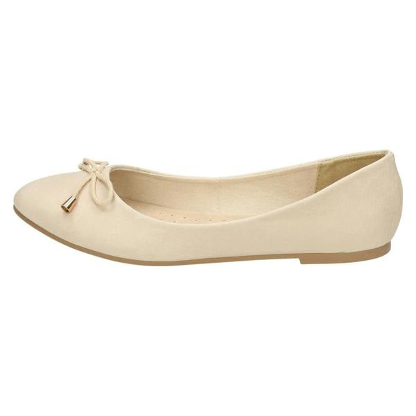 Leather Collection Ladies Leather Collection Bow Trim Vamp Ballerinas