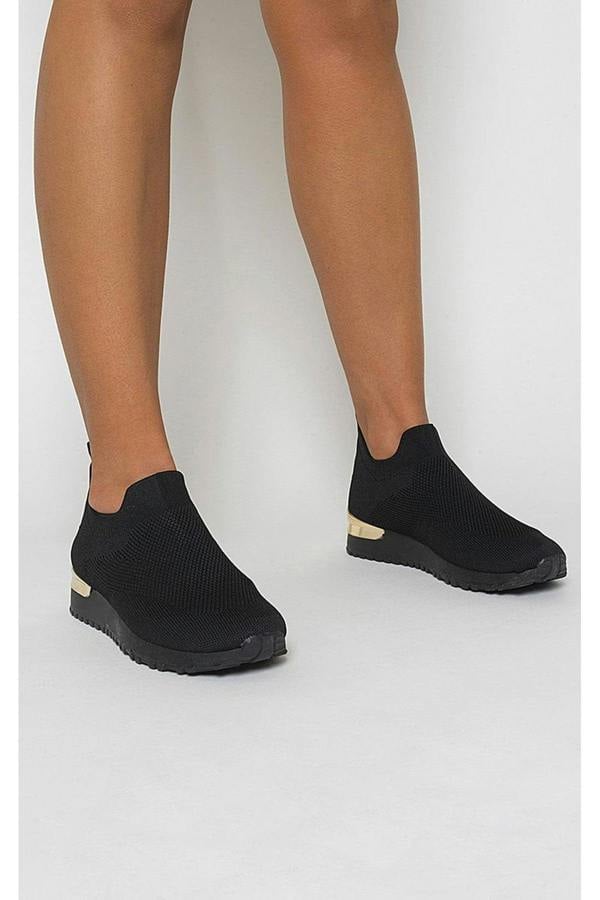 Lauren Lightweight Knitted Slip On Trainers - All Black