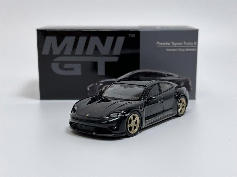 Mini GT Porsche Taycan Turbo S Volcano Grey Metallic LHD 1:64 Scale MGT00433L