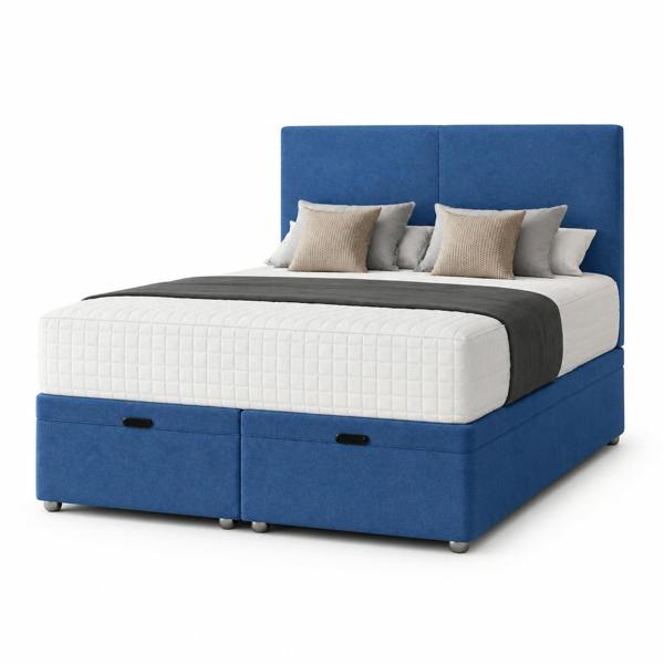 Great British Beds Plain Divan Ottoman Bed - Blue Plush