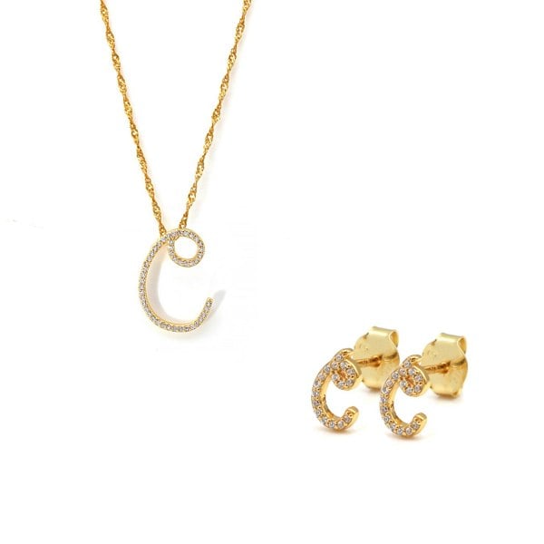 Say It With Luxe Initial Gift Set - Yellow Gold