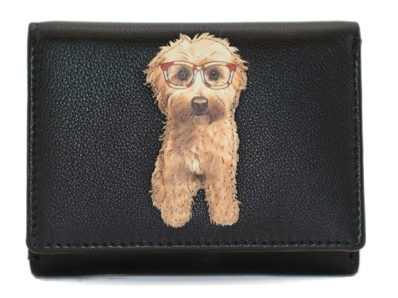 Mala Leather Cavapoo Dog RFID Trifold Leather Purse – 'Cocos Glasses'