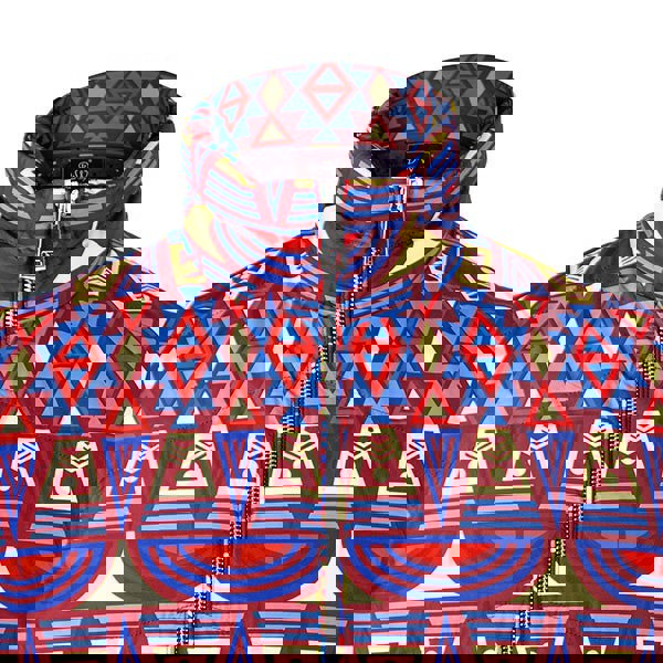 David WeJ Ethnic Print Padded Gilet Burgundy Multi