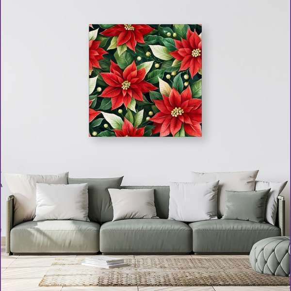 Warren Reed Poinsetta Watercolour Canvas