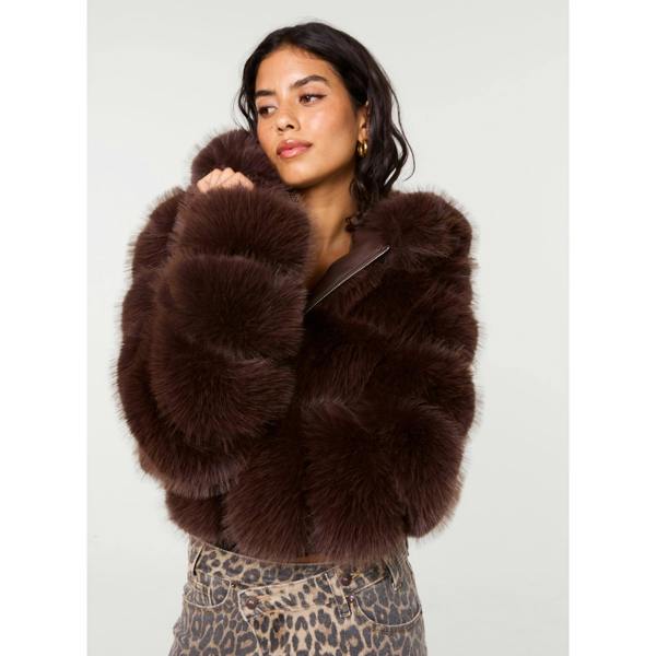 Pink Vanilla Hooded Pelted Fur Jacket