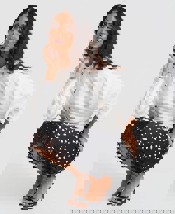 Needs No Label Black & White Polka Dot Lace Mix Skirt