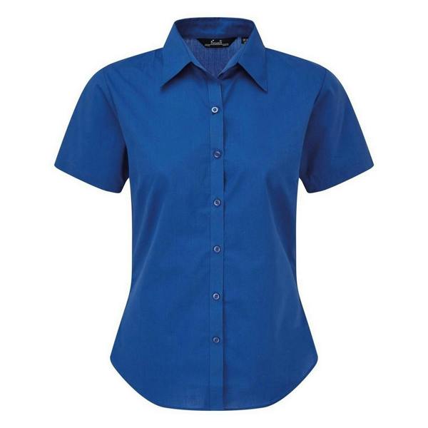 Premier Short Sleeve Poplin Blouse / Plain Work Shirt - Royal