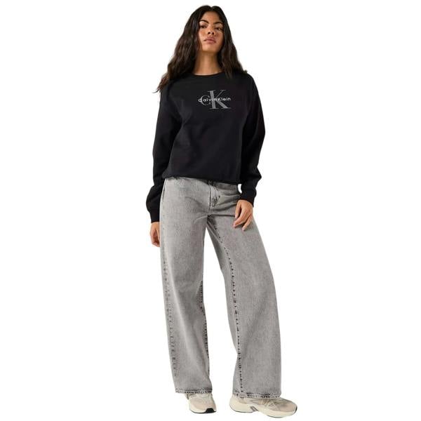 Calvin Klein Womens/Ladies Logo Long-Sleeved Sweatshirt - Black - 