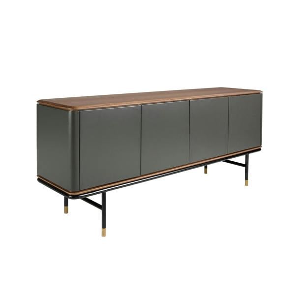 Angel Cerdá Sideboard in Dark Grey Wood, Black Steel and Walnut Top 3264