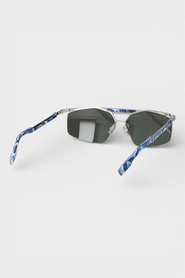 DIOR Mens Psychedelic Square-Frame Sunglasses Silver Grey Lens