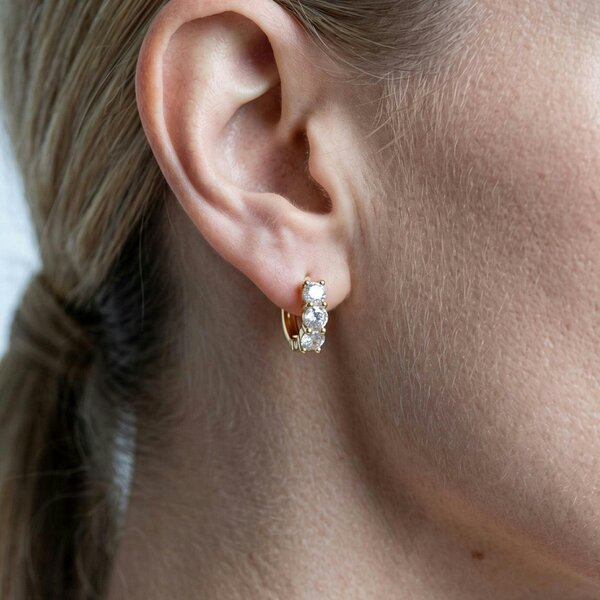 Uchi & Soto Shikaku 3 Stone Huggie Hoop Earrings