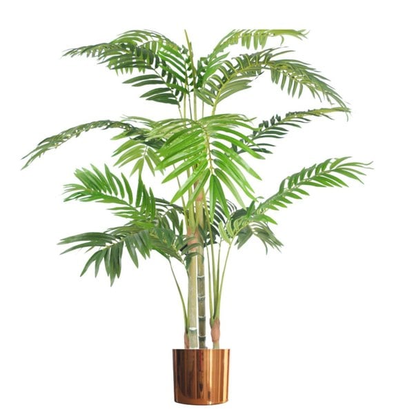 Leaf 120cm (4ft) Premium Artificial Areca Palm with pot with Copper Metal Planter