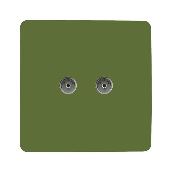Trendi Switch 2 Gang Female Co-Axial Television Socket in Moss Green