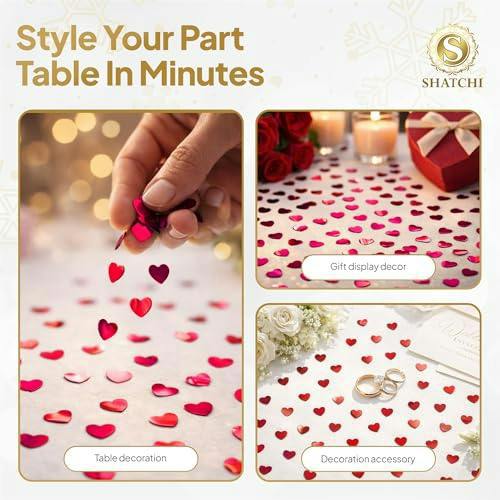 Red Heart Confetti Table Scatter for Romantic Party Tables and Decorative Displays image 7