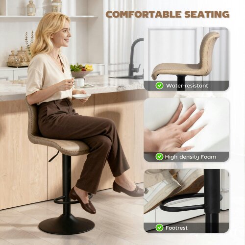 Wyld Haus Salile Set Of 2 Light Brown Faux Leather Breakfast Bar Chairs With Backrest