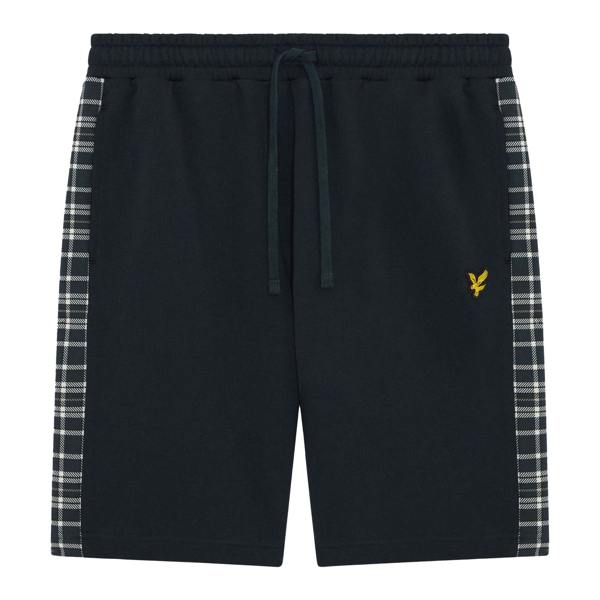 Lyle & Scott Check Panelled Sweat Shorts Dark Navy
