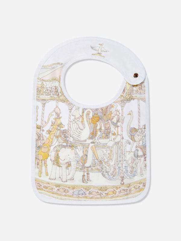 Atelier Choux Baby Girls Carousel Satin Bib in Pink