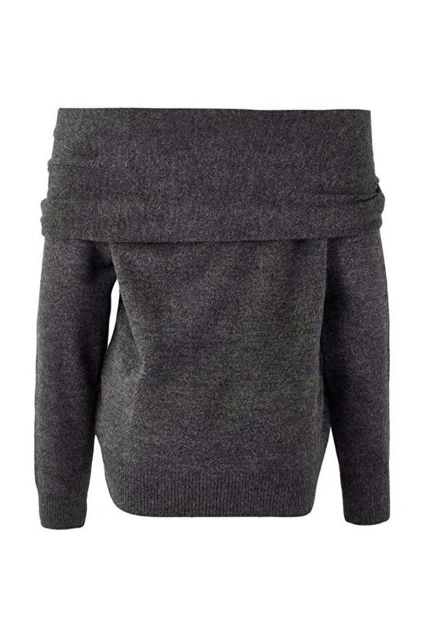WOVCOR Soft Textured Madonna Neck Tie-Up Knit Sweater