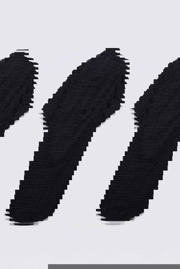 ENORSIA Black Printed Grandad Collar Short Sleeve Shirt