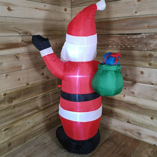 Samuel Alexander 130cm (4ft) Inflatable LED Outdoor Christmas Standing Santa with Gift in Sack