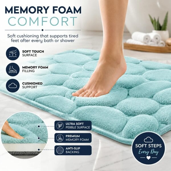 Night Zone Pebble Stone Bath Mat Set – Soft Absorbent Non-Slip Bathroom Rug Set