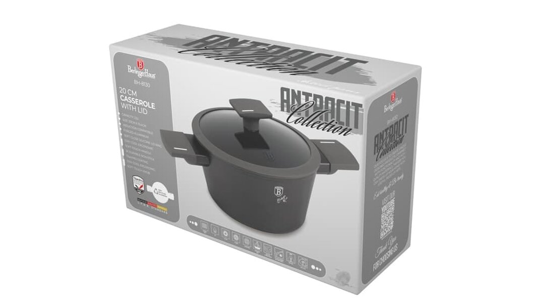 Berlinger Haus Casserole with lid, 20 cm Berlinger Haus BH8130 Anthracite