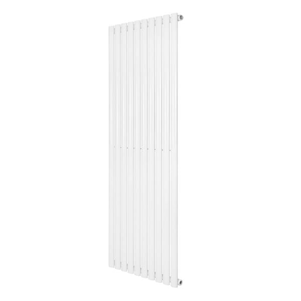 Sleek white oval single column radiator, 1600 x 600mm, featuring a modern design with smooth, vertical lines and a glossy finish