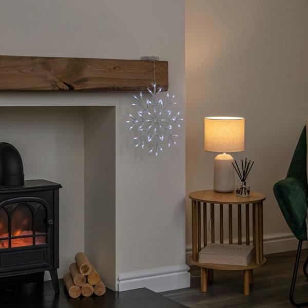 Samuel Alexander 34cm Battery Operated Light up Christmas Snowflake with White LEDs