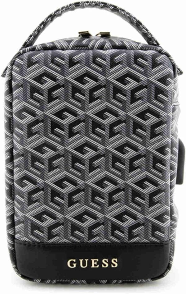 Guess GCube Stripe Metal Logo Organizer Travel Bag Black - GUHBHGCFSEK