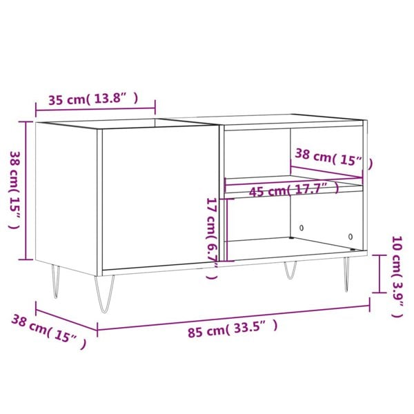 Berkfield Record Cabinet Smoked Oak 85x38x48 cm Engineered Wood