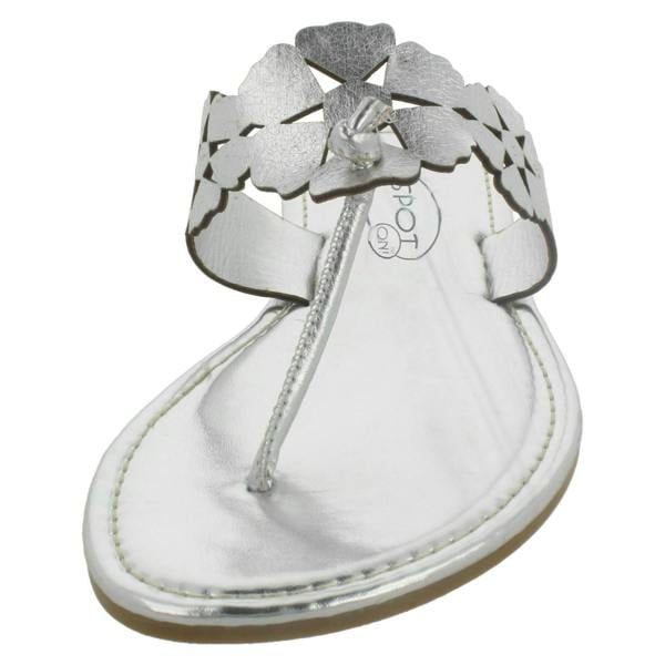 Spot On Ladies Spot On Flat Toe Post Sandal With Flower Design