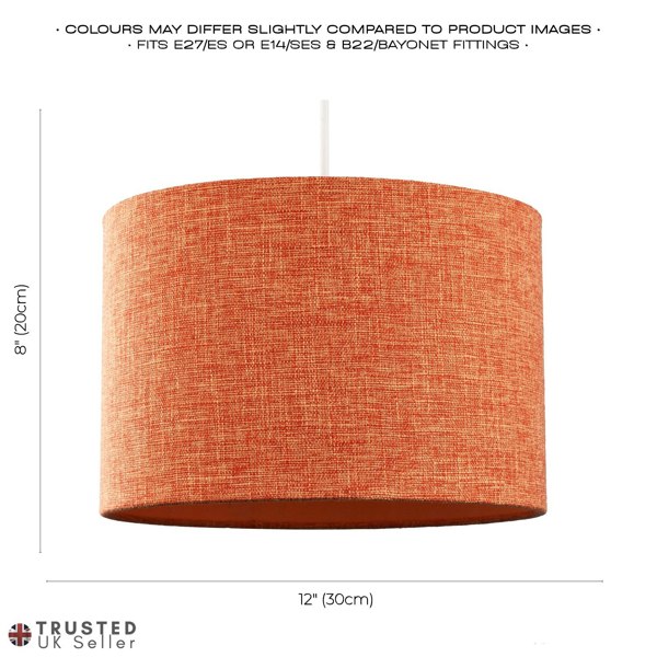 Contemporary and Sleek Orange Natural Linen Fabric Drum Lamp Shade 60w Max Image 6