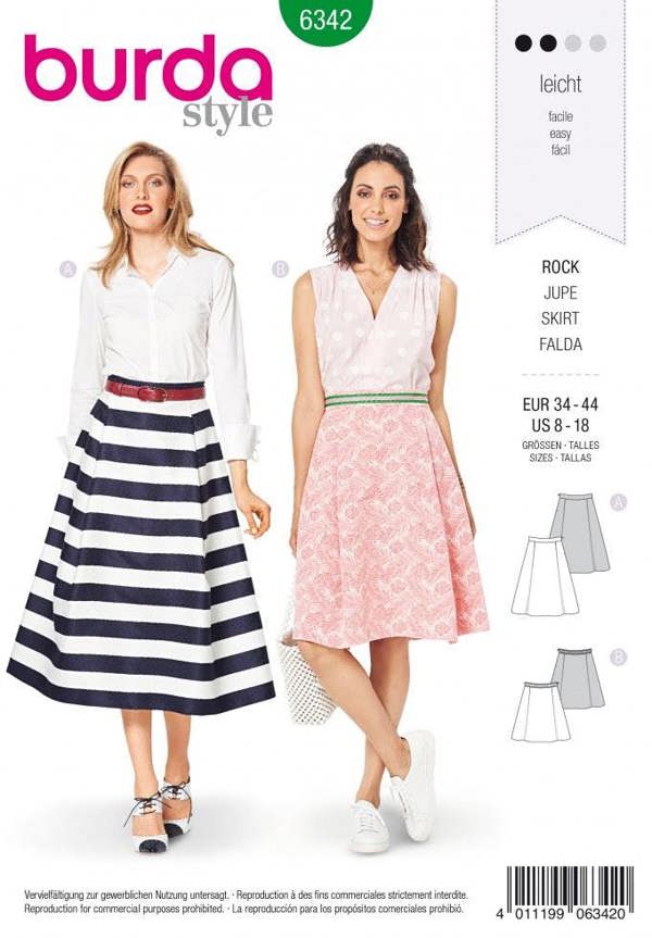 Burda Sewing Pattern 6342 Skirts For Women, 8 to 18 - Easy