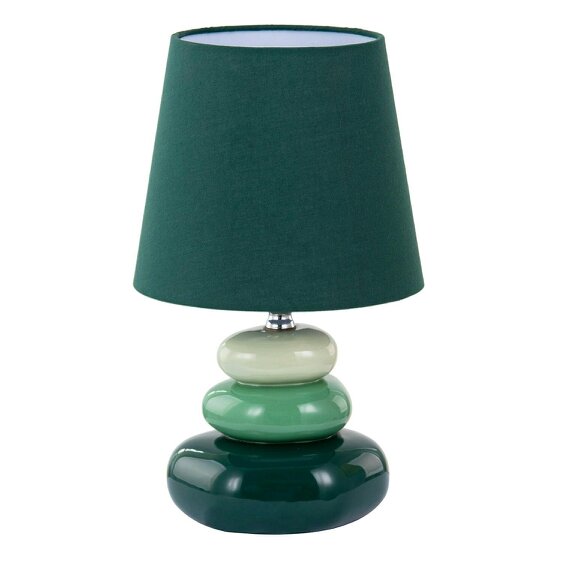 Happy Homewares Ceramic Pebble Table Lamp with Olive Forest and Pale Green Colours