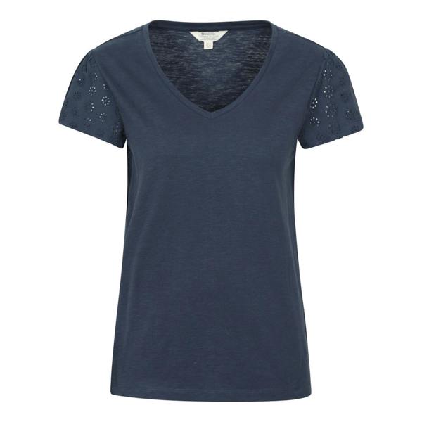 Mountain Warehouse Womens/Ladies Malaga Broderie Sleeve T-Shirt - Navy - 