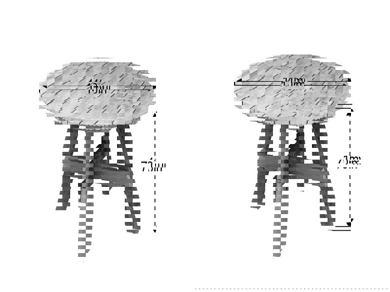 DeckFusion Wooden Rounded Picnic Table and Four Chairs Set – Sturdy Outdoor Dining Set for Gardens, Patios, and Picnics
