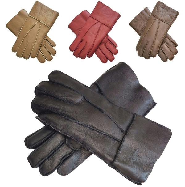 Infinity Leather Unisex Sheepskin Leather Gloves with Roll Up/Down Cuff