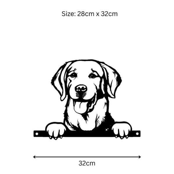 EDH Door Hardware Metal Labrador Retriever Peeking Dog Silhouette – 28cm x 32cm | Decorative Metal Labrador Art for Home & Garden Décor