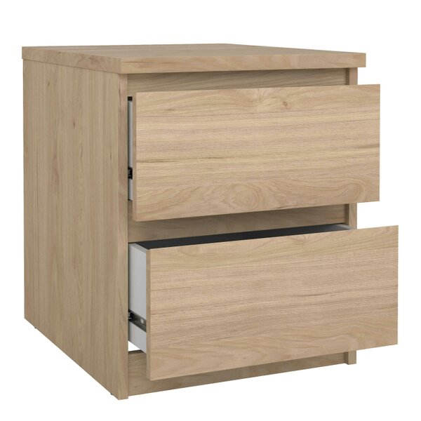 Wyld Haus Budapest Natural Oak Effect Wood Bedside Table 2 Drawers