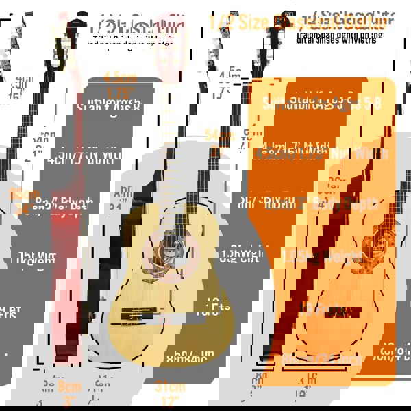 3rd Avenue 1/2 Size Classical Guitar Pack Natural Classical Guitars#Colour_Natural