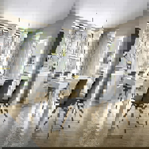 Furniture To Go Lyon Tall Narrow display cabinet (LHD) (including LED lighting) in White and High Gloss