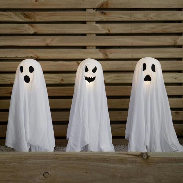 Samuel Alexander 51cm Set of 3 Battery Powered Light up Ghost Halloween Path Lights with LEDs
