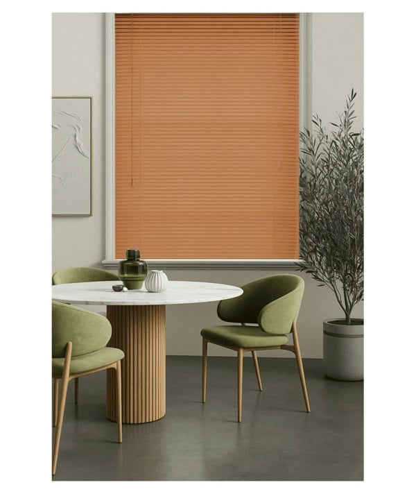 NewEdgeBlinds Cherry Wood Grain PVC Venetian Blind 152cm Drop (25mm Slats)