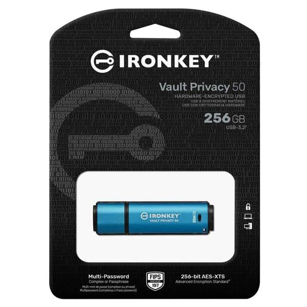 Kingston IronKey Vault Privacy 50 USB Flash Drive XTS AES Encrypted 256GB