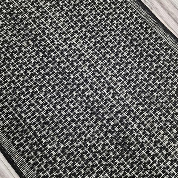 Viva Rugs Non-Slip Black Kitchen Rug Plain Solid Design Flat Weave Sisal Look Mat and Runner