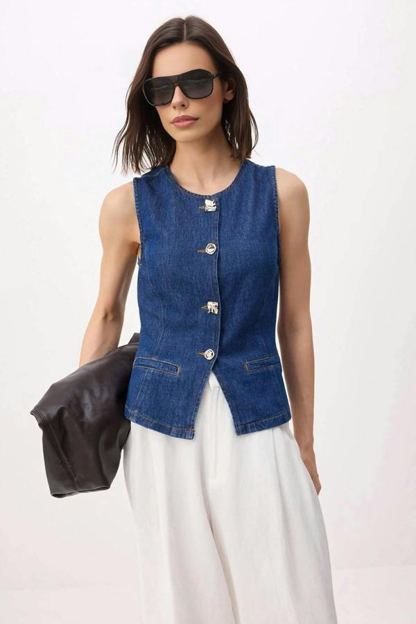 WOVCOR Fitted Denim Vest