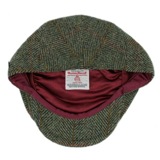 Heather Hats & Accessories Genuine Harris Tweed Wool Flat Cap, Satin Lining, Outdoor Wear, Sage